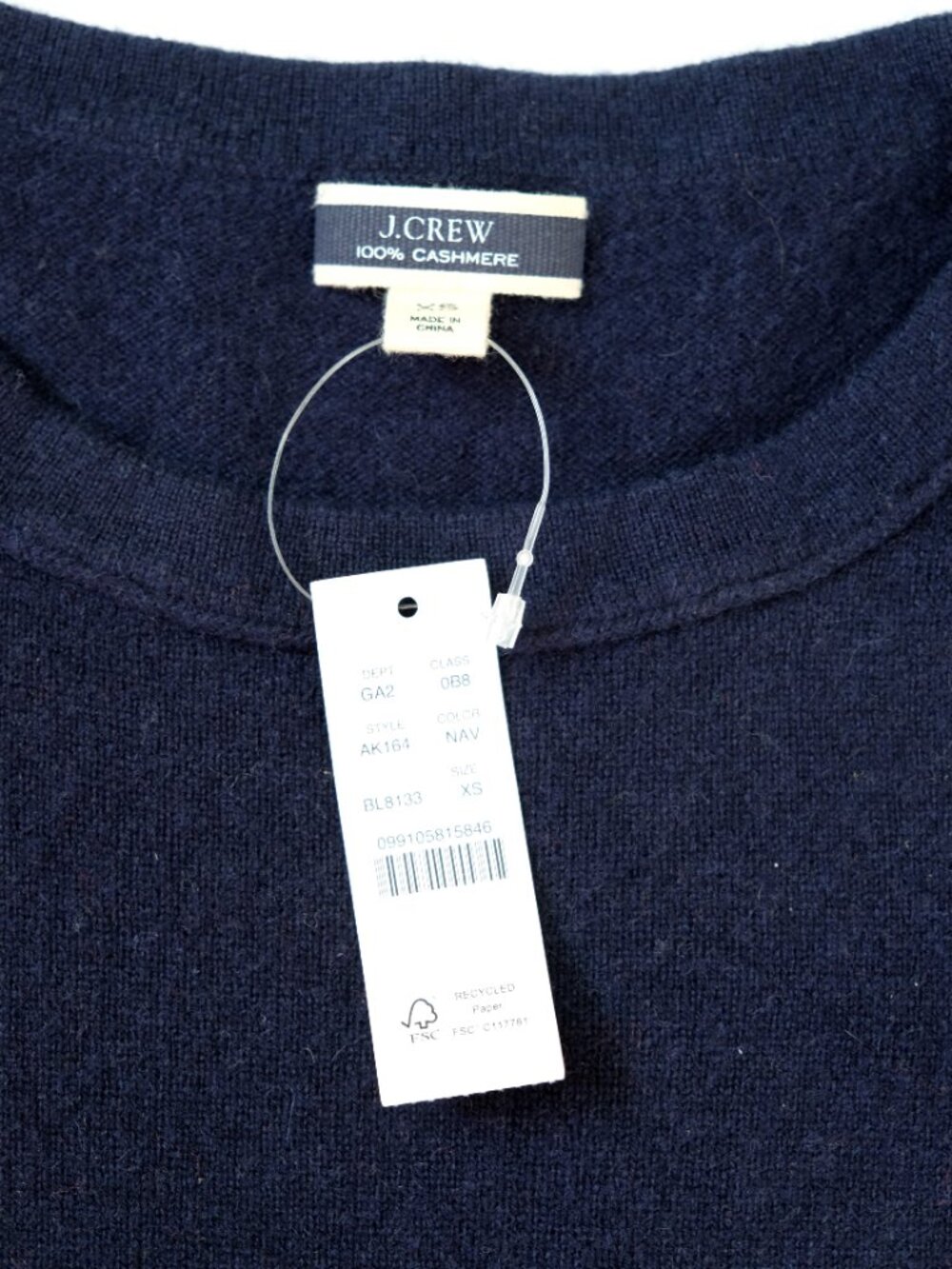 NEW J. CREW 100% Cashmere Short Sleeve Sweater XS Navy Blue Crewneck T-Shirt - Picture 2 of 3